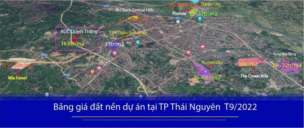 giá bán đất nền KDT thành phố Thái Nguyên