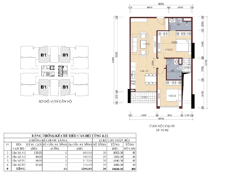 Thiết kế căn hộ 78m2 chung cư ct4 yên nghĩa 